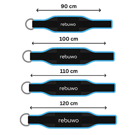 Rebuwo 3'lü Fitness Seti | Halter Kemeri(90 cm) + Ayak/Bilek Kayışı + Cable Ayak Çekiş Aparatı